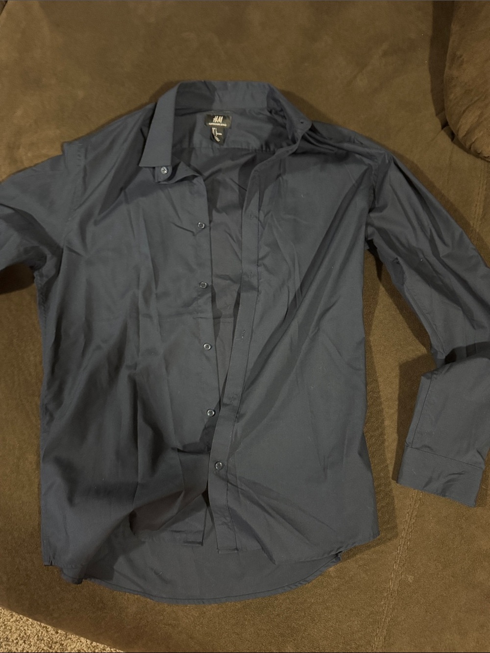 H&M Men's Navy Blue Long Sleeve Dress Shirt